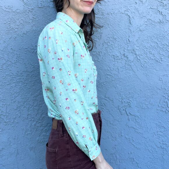 Vintage Ruffle Blouse Tuxedo Detail Womens small - Picture 6 of 10